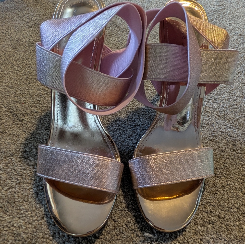New Lauren Lorraine Dallas Rose Gold Stiletto Sandals, Size 10 - Picture 3 of 7